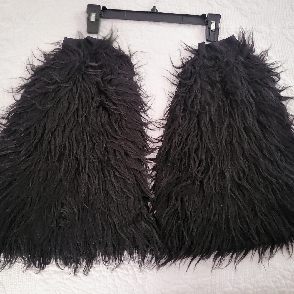 Black Faux Fur Leg Warmers